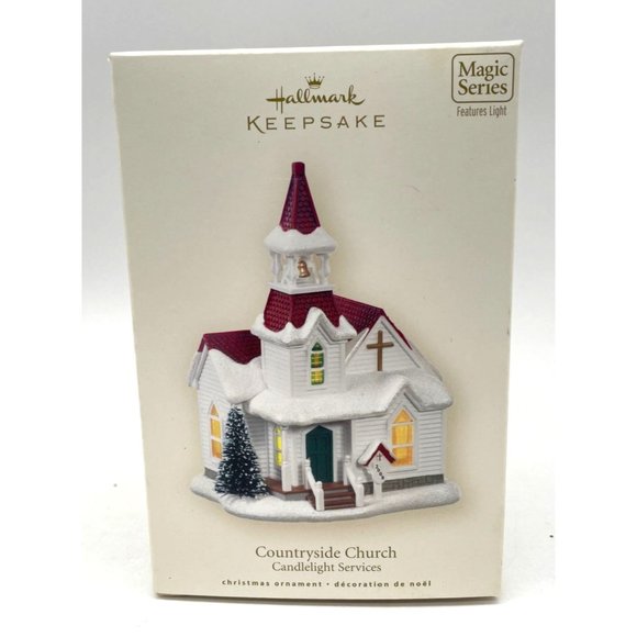 Hallmark 2008 Candlelight Services Countryside Church #11 Ornament Magic Series - Picture 1 of 4